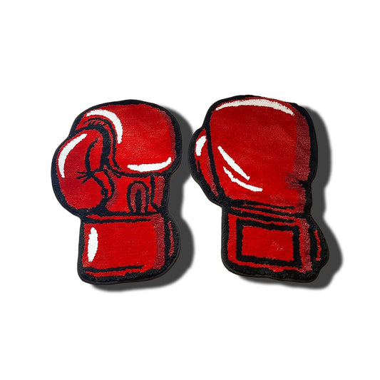 Boxing Gloves Rug red black white left hand and right hand pair frontal
