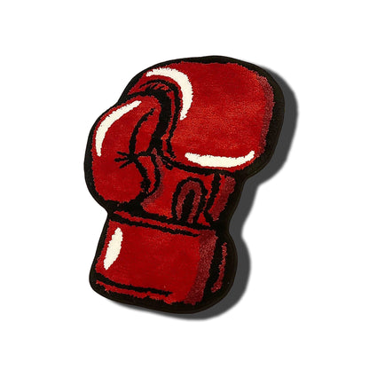 Boxing Gloves Rug red black white left hand pair frontal