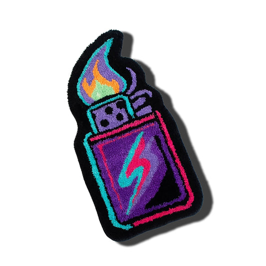 Neon Lighter Rug cyan blue pink purple black frontal