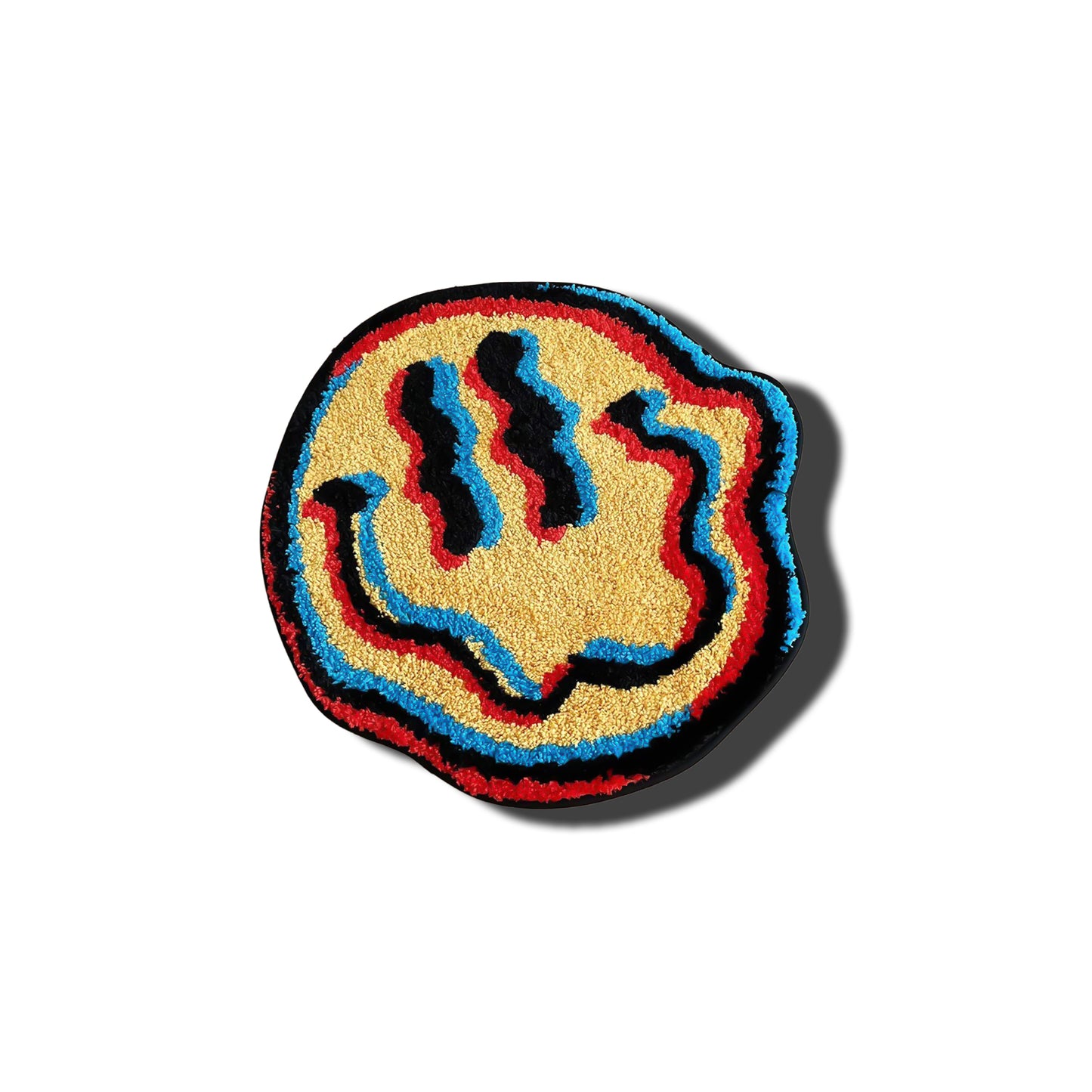Psychedelic - Smiley Aesthetic Statement Rug yellow blue red black frontal