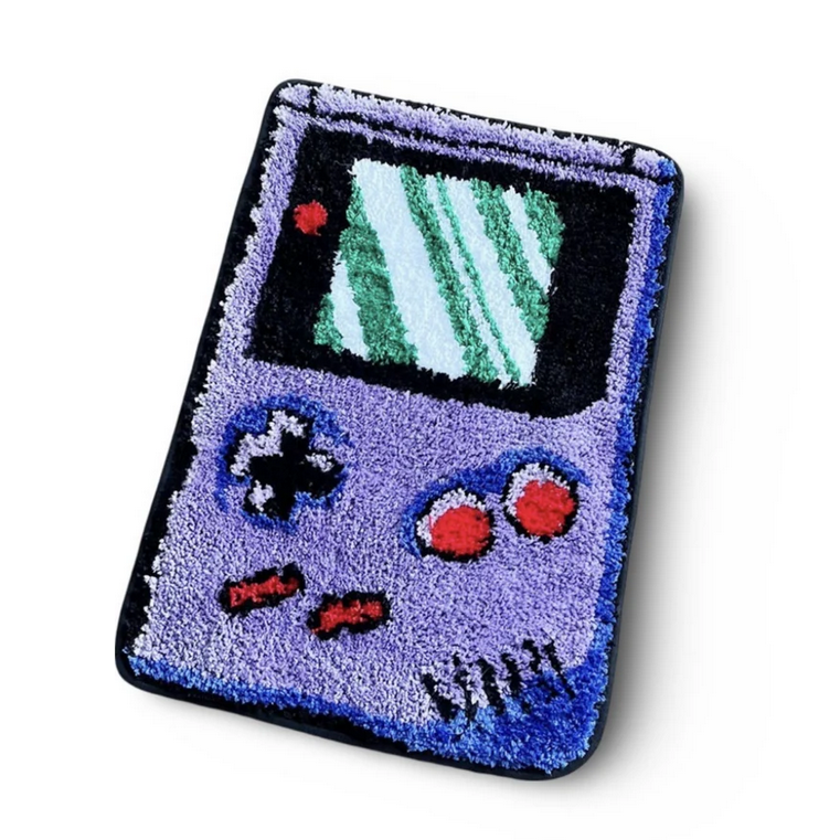 Retro Gaming Rug purple red lcd screen frontal
