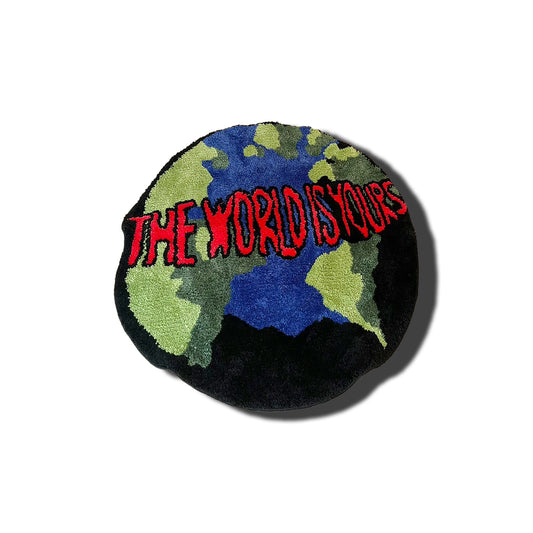 The World Is Yours Rug earth blue green dark green black red frontal