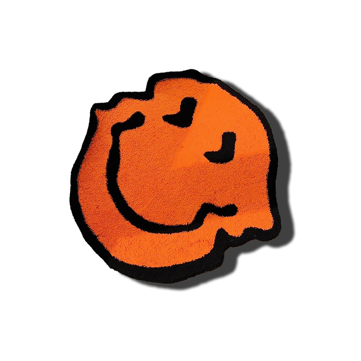 Trippy Smiley - Statement Rug (Aesthetic / Dopamine Decor) orange frontal
