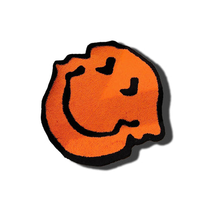 Trippy Smiley - Statement Rug (Aesthetic / Dopamine Decor) orange frontal