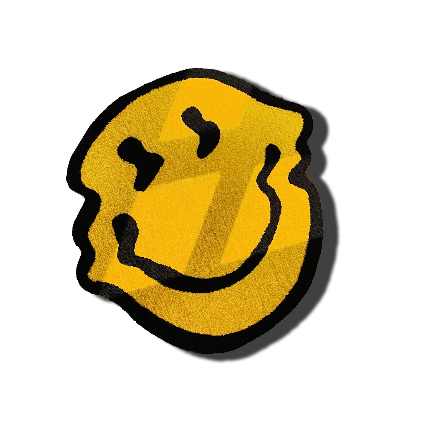 Trippy Smiley - Statement Rug (Aesthetic / Dopamine Decor) yellow black frontal