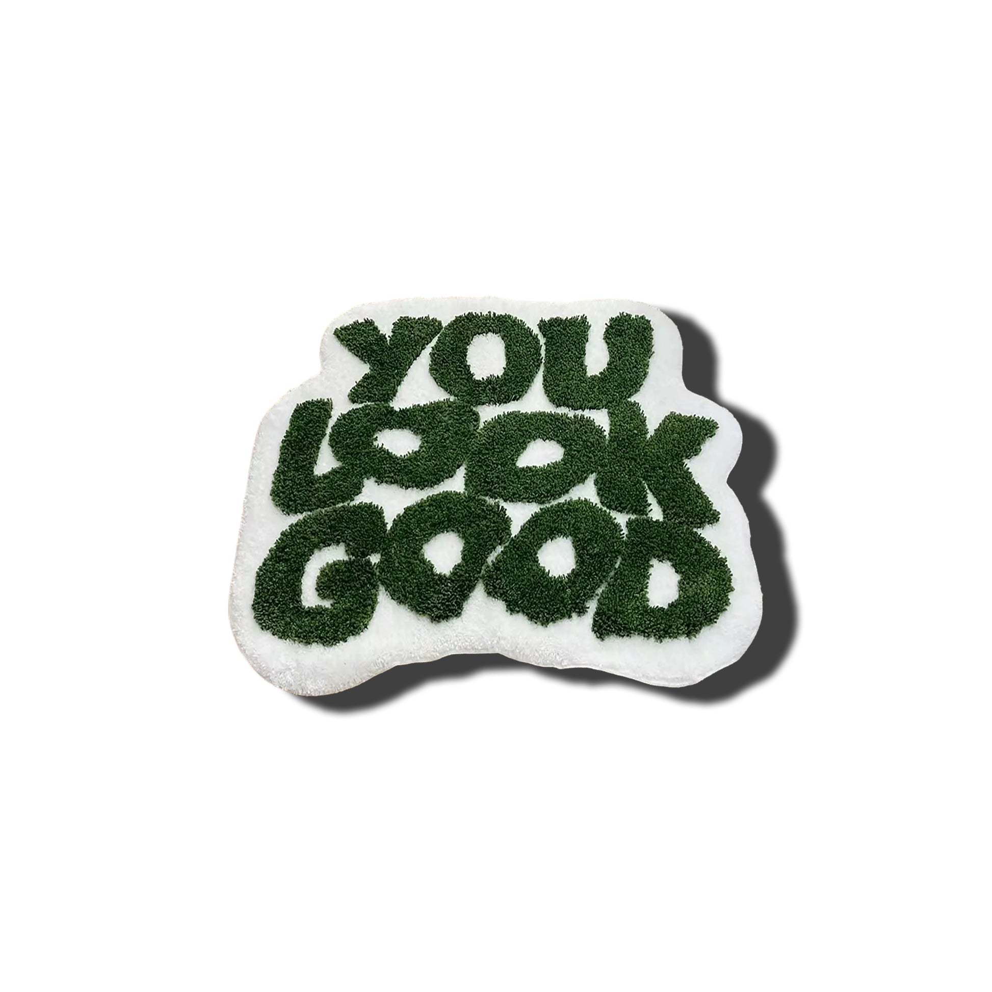 You Look Good Statement Rug – Modern Tufted Area Rug white and green Frontal