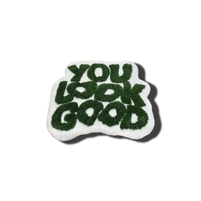 You Look Good Statement Rug – Modern Tufted Area Rug white and green Frontal