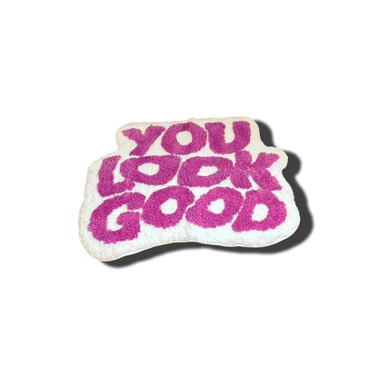 You Look Good Statement Rug – Modern Tufted Area Rug white and pink Frontal