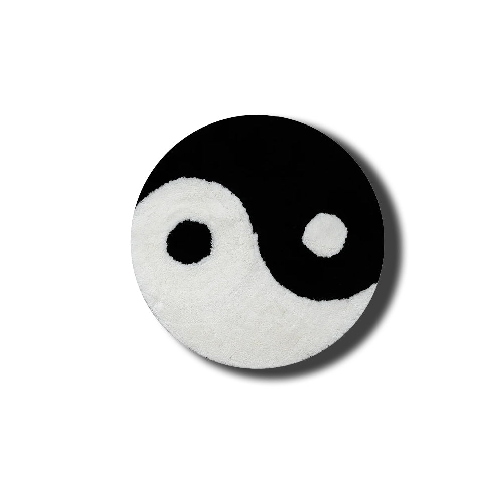 ying yang rug black_and_white_Frontal