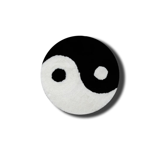 ying yang rug black_and_white_Frontal